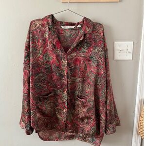 Vintage 90s Victorias Secret Red Green Paisley top